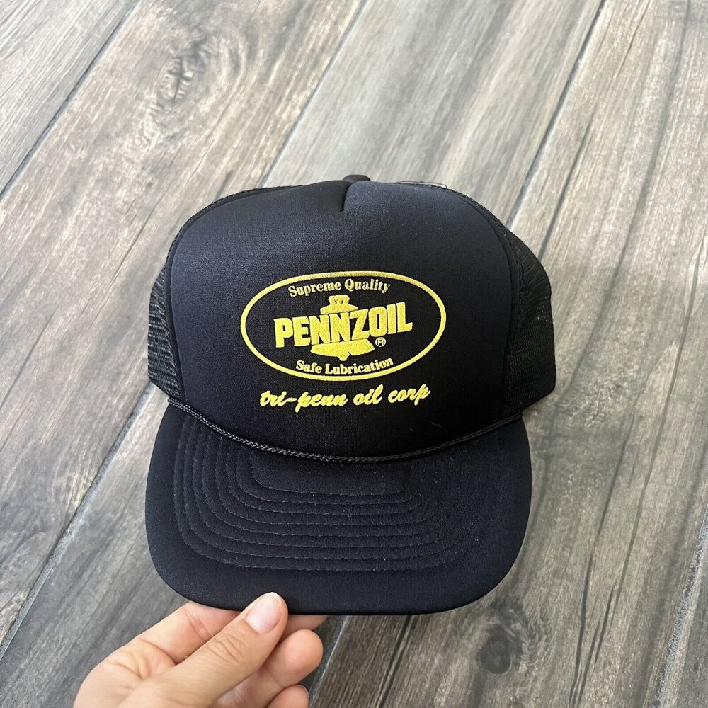 Vintage Pennzoil Black Mesh Trucker Cap Hat  One Size Fits All
